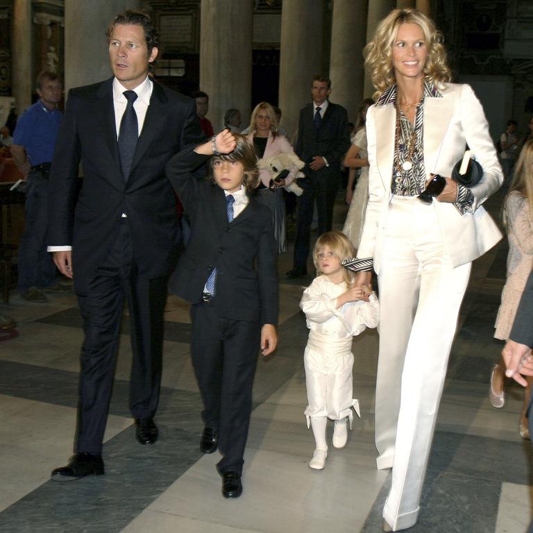 Elle and Arpad arrive with their sons for the christening of their youngest, Aurelius Cy in Rome in 2006. Picture: Elisabetta Villa/Getty Images