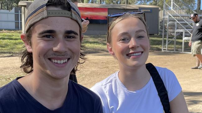 Isaiah James and Imogen Hall, from Beaudesert and Muswellbrook, enjoy day one of the 2024 Gympie Muster, at the Amamoor State Forest on August 22, 2024.