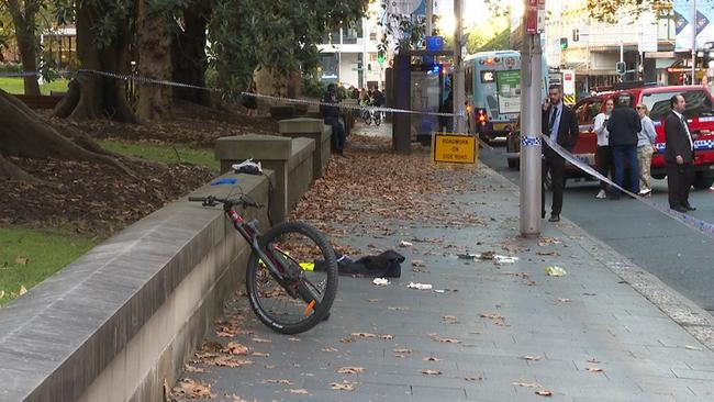 Police established a crime scene in the CBD following the stabbing. Picture: TNV