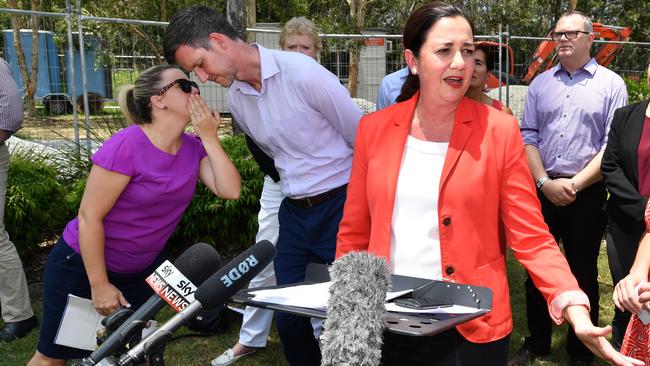 Annastacia Palaszczuk at Oxenford on the Gold Coast yesterday. Picture: AAP