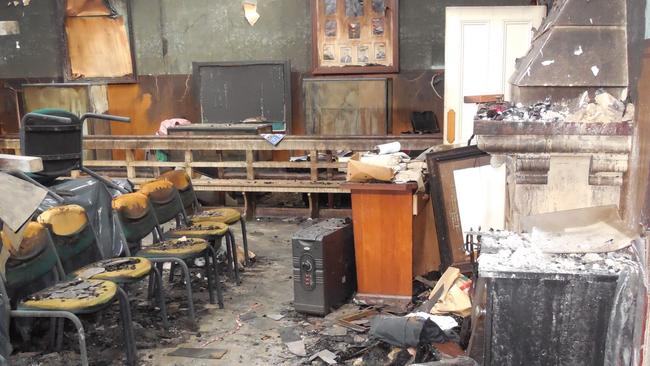 The inside of the main courtroom after the fire.