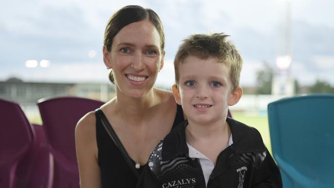 Tess and Taj Hams supporting the Gary Ablett Jr bolstered Palmerston against St Mary’s. Picture: (A)manda Parkinson