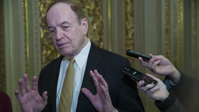 Sen. Richard Shelby, R-Ala., talks with reporters as they work to pass a bill that would pay for President Donald Trump's border wall and avert a partial government shutdown.