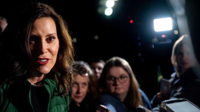 Michigan Governor Gretchen Whitmer campaigning at Michigan State University on the last night before the midtearm election. Picture: AFP