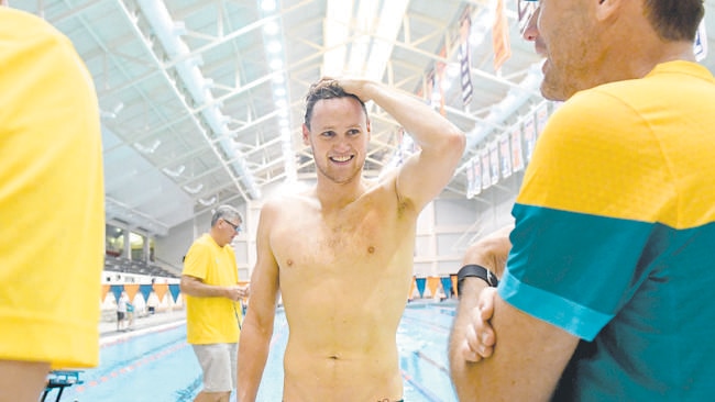 David McKeon on the pool deck at the Australian team’s training camp at the University of Auburn, Alabama.