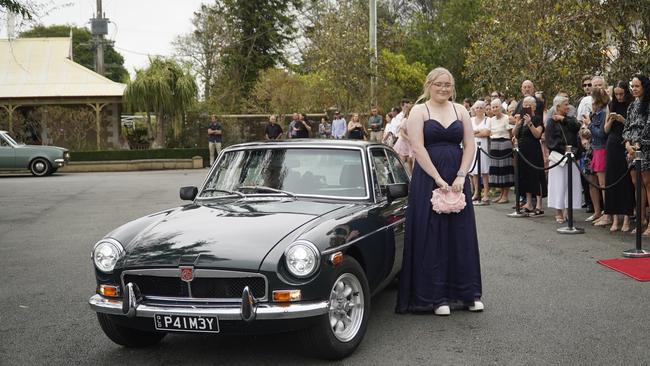 Students arriving in style for the 2024 Glasshouse Christian College formal at Flaxton Gardens.