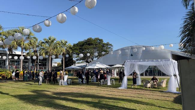 The fairytale-like marquee set-up at Mindil (above and below) where the newlywed couple celebrated their wedding reception