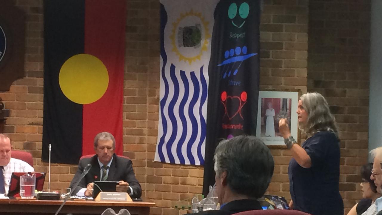 Cr Vanessa Ekins debating an issue in the Lismore council chambers.