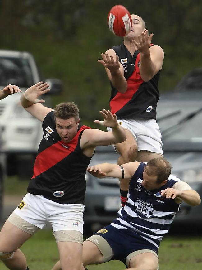 Riddell’s Brian Ruffell on his way to eight goals on Saturday. Picture: Andy Brownbill