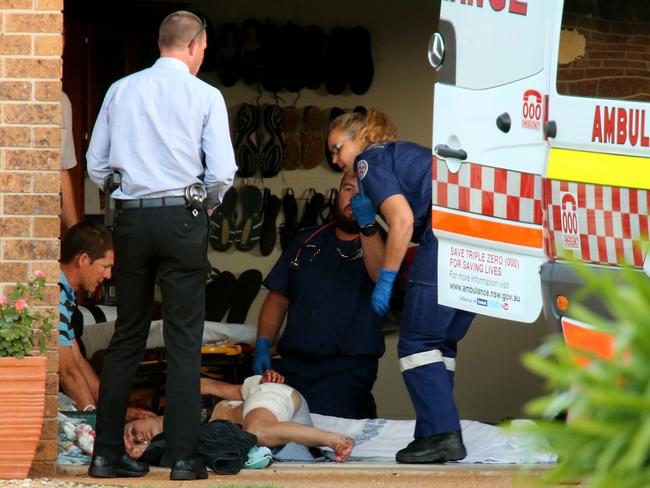 Paramedics treated the doctor at her home where she was stabbed last Thursday. Picture: Nathan Edwards