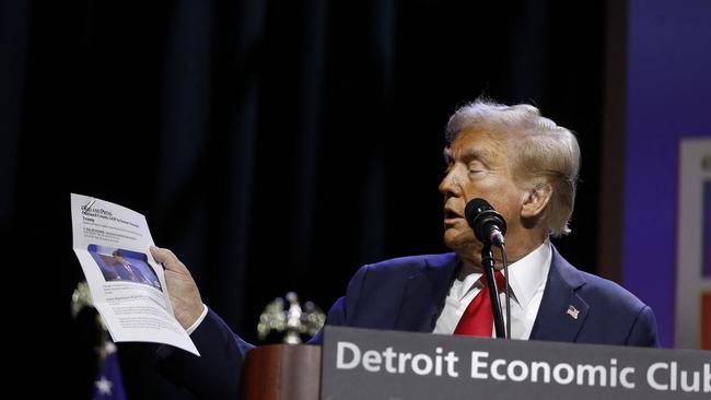 Donald Trump at the Detroit Economic Club on October 10. Picture: Bill Pugliano/Getty Images/AFP