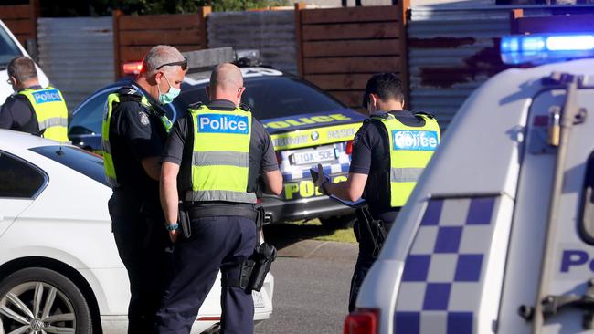 Police at the scene of the tragedy.