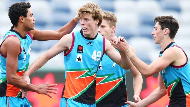 Nick Blakey celebrates a goal during the under-18 national championships.