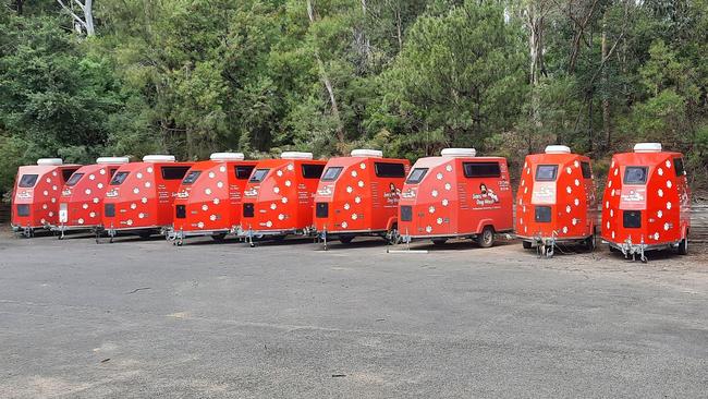 Trailers at Jim’s headquarters in Mooroolbark, Melbourne. Picture: Supplied