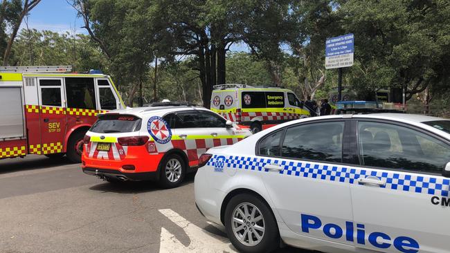 Emergency crews remain on scene at Lake Parramatta. Picture: Maryanne Taouk 