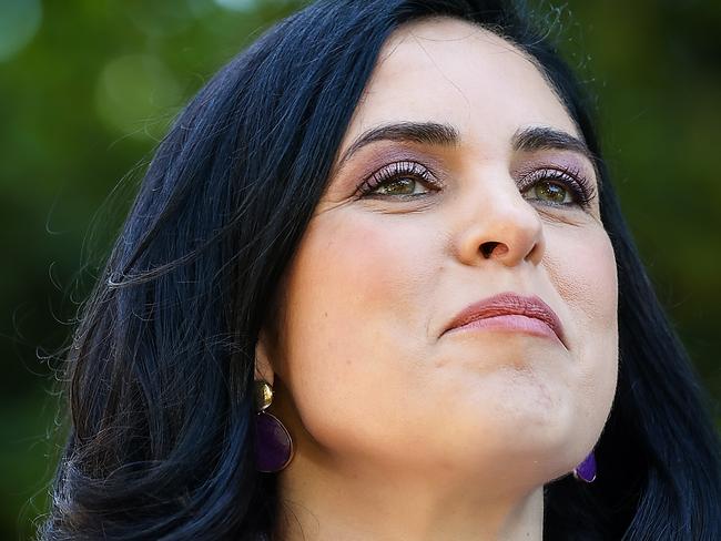 MELBOURNE, AUSTRALIA.NewsWire Photos. DECEMBER 12, 2024. Liberal MP Moira Deeming gives a press conference in the gardens of Parliament House after her defamation win against Victorian Liberal Leader John Pesutto. Picture: NewsWire/Ian Currie