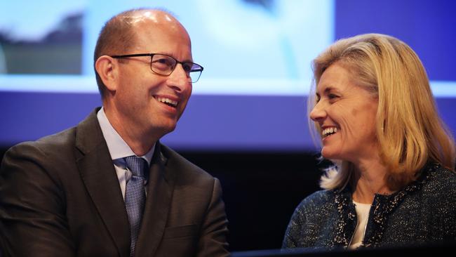 Both gone - former Ceo Craig Meller and former chairman Catherine Brenner at last year’s annual meeting. Pic: John Feder