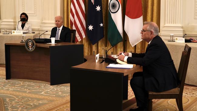 Prime Minister Scott Morrison at the White House for the QUAD leaders meeting including US President Biden. Picture: Adam Taylor via PMO