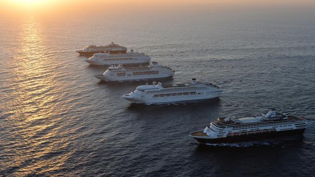 What a spectacle: 5 P &amp; O ships on Sydney Harbour to celebrate the arrival of Eden and Aria.