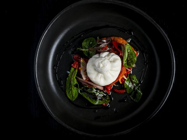 Burrata with charred peppers. Picture: Supplied