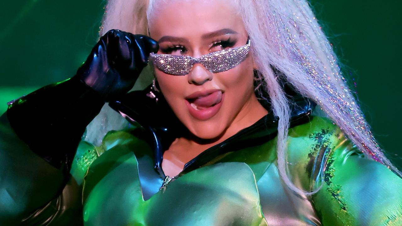 Christina Aguilera Dons Green Sparkly Strap On During La Pride Performance Photos