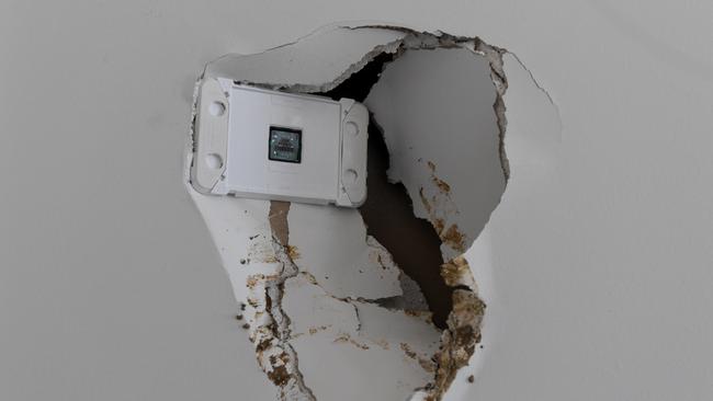 Walls were bashed in and power points destroyed.