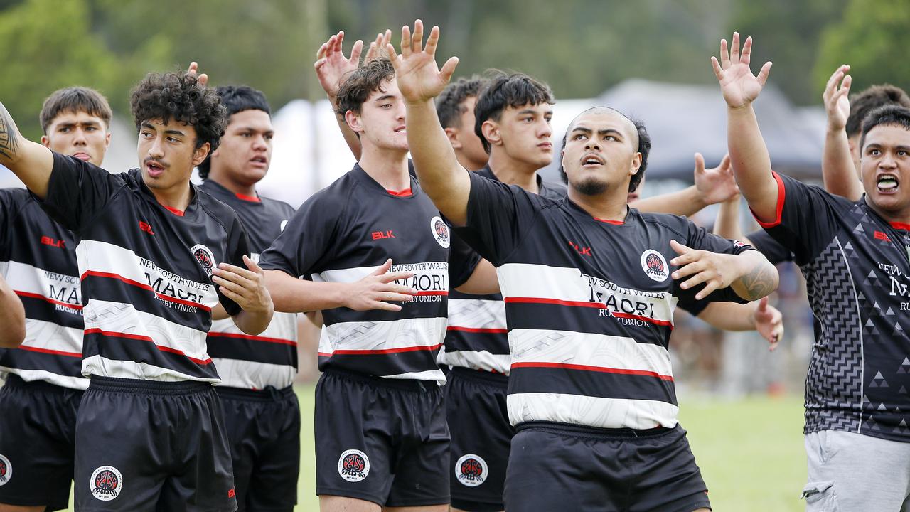 NSW Maori perform the haka before their U16s game.