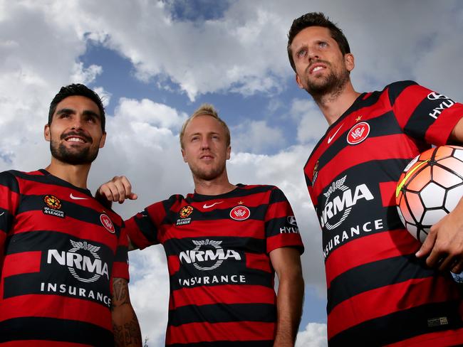 The Western Sydney Wanderers players known collectively as the "Wanderer's DNA", Dimas, Mitch Nichols and Andreu.