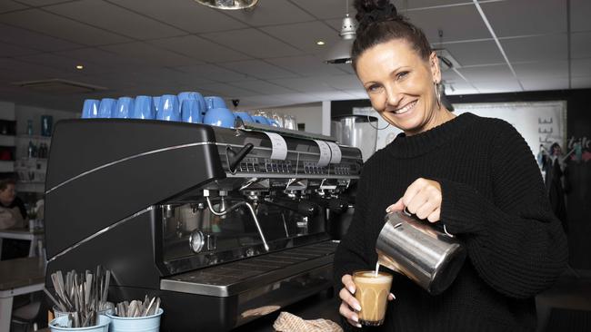 Barista Kimmi Stevens from Flava Food and Coffee at Christies Beach. Picture: Emma Brasier