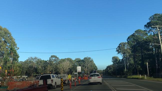 Road works at Kruger Rd where a concrete divider has been built in the middle of the road, which is now narrower.