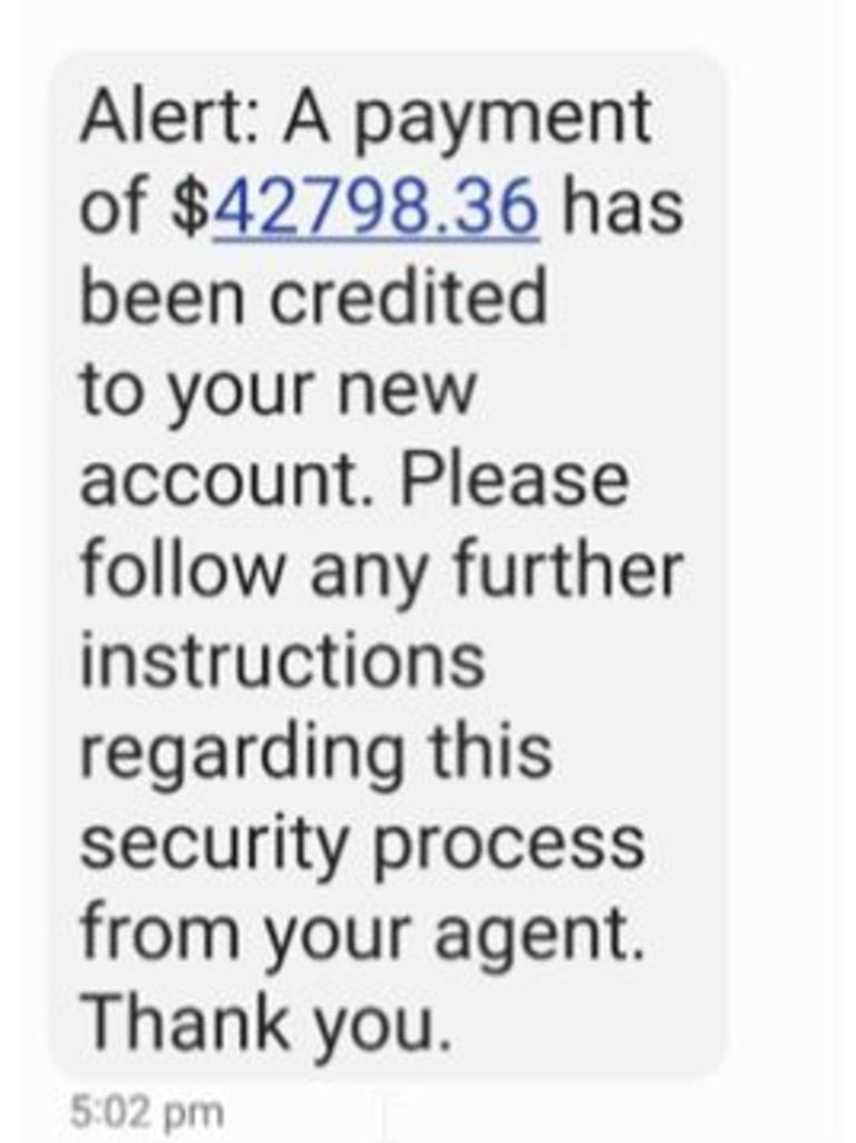 Another text message to make the scam seem legitimate. Picture: Supplied