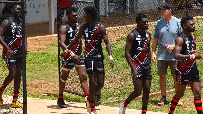 Images from the Round 9 NTFL MPL/WPL clash between the Tiwi Bombers and Palmerston Magpies at Bathurst Island, 30 November 2024. Picture: Darcy Jennings