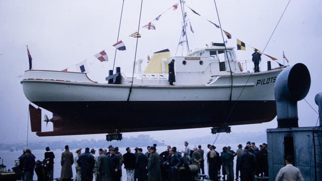 Wooden boat Goondooloo when first launched in 1958 at Goat Island. Picture: supplied