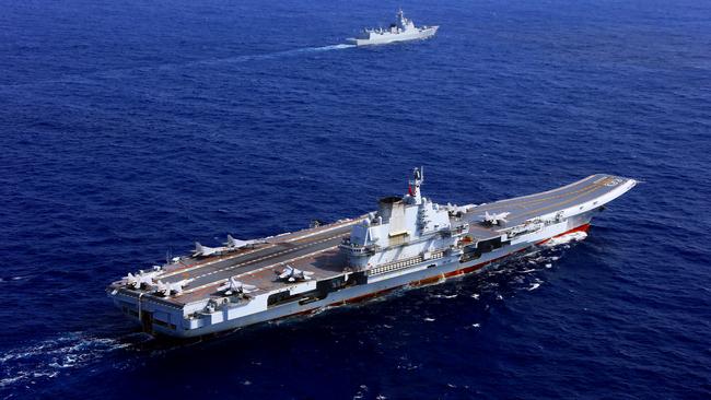 The aircraft carrier Liaoning in the western Pacific. Picture: Supplied