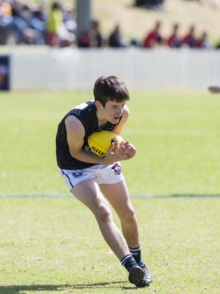 Fraser Judd for Coolaroo against South Toowoomba Bombers in U14 AFL Darling Downs grand final at Rockville Park, Saturday, September 2, 2023. Picture: Kevin Farmer