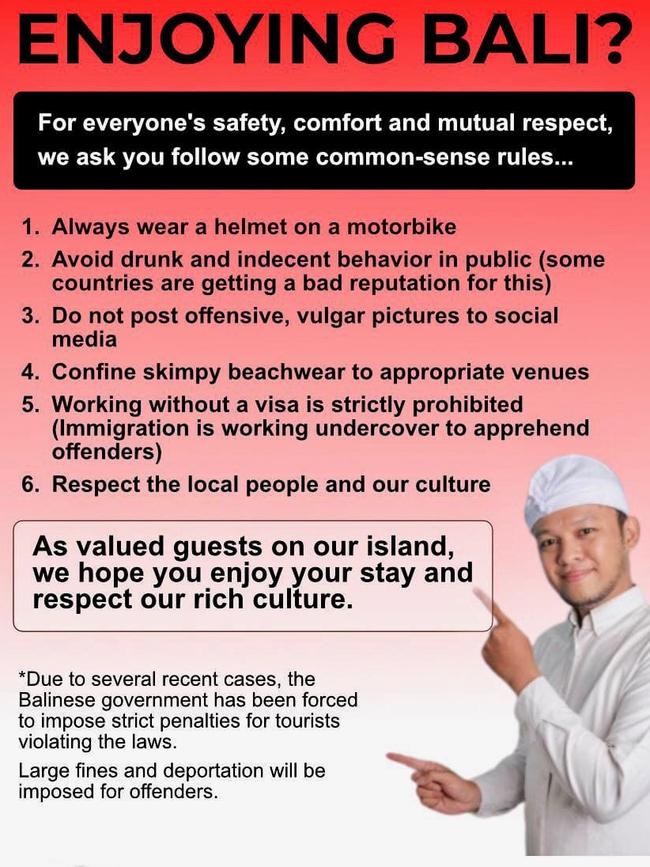 The new guidelines shared by the Bali Tourism Board last week. Picture: Facebook