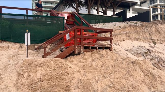 The beach stairway at Woodroffe Avenue, Main Beach. To the right is where the future Oceanway path is supposed to be built.