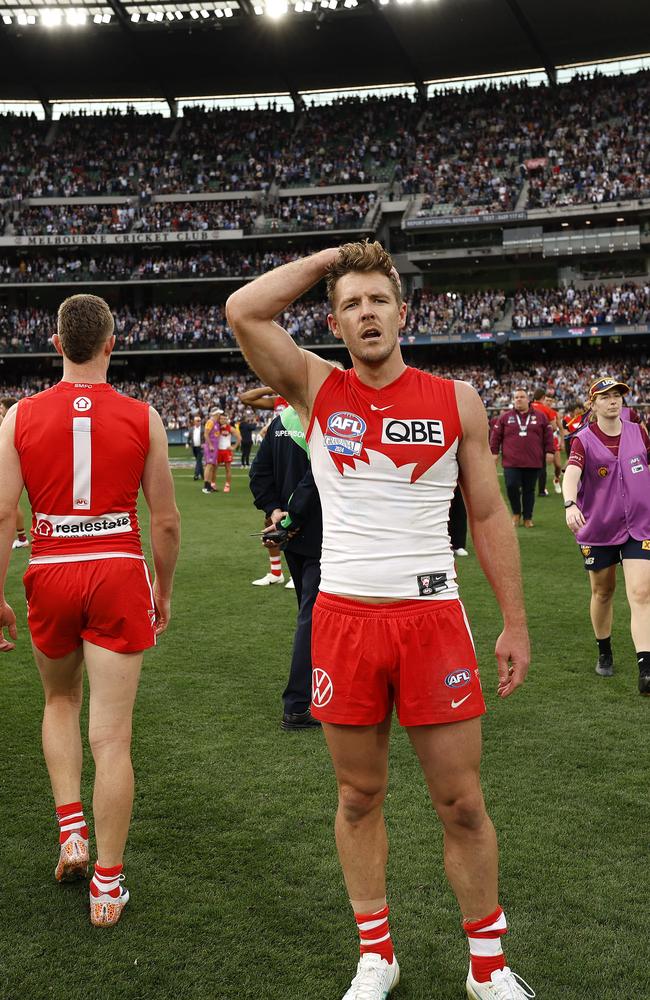 Luke Parker after the siren in the 2024 grand final. Picture: Phil Hillyard