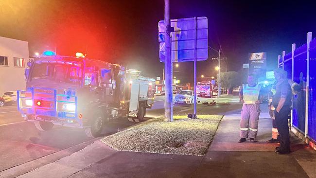 Police and CFA were called to the scene just after 10pm on Monday night to respond to a gas leak at a Colac business. Picture: Jack Colantuono