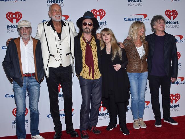 The band’s most recent line up. From left, John McVie, Mick Fleetwood, Mike Campbell, Stevie Nicks, Christine McVie and Neil Finn. Picture: AFP