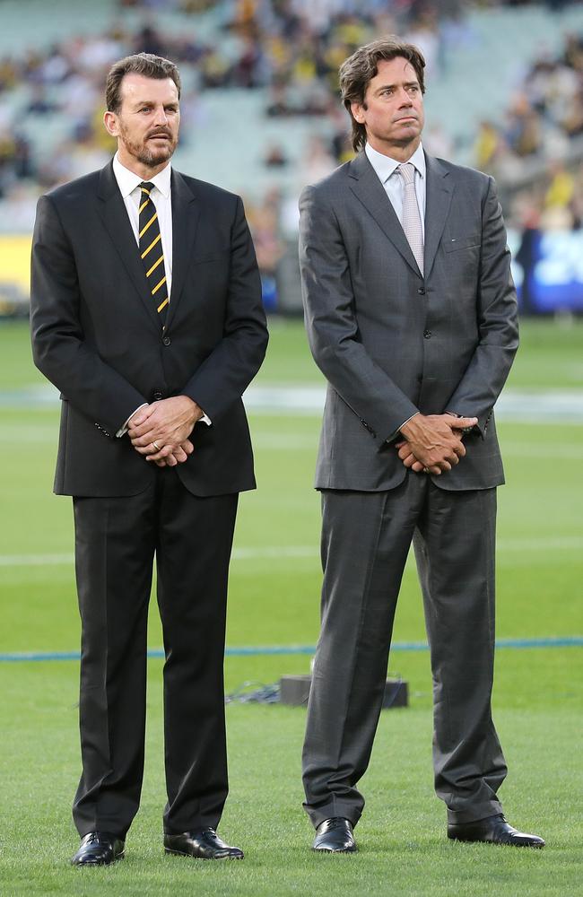 Richmond CEO Brendon Gale and AFL CEO Gillon McLachlan. Pic: Michael Klein