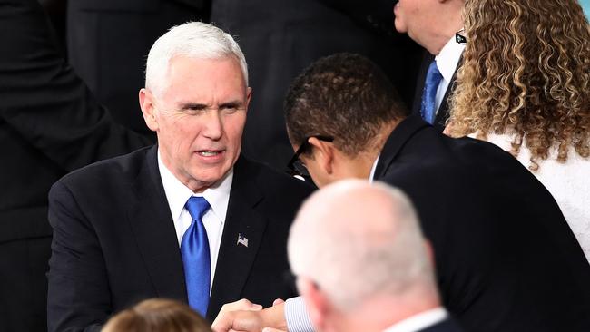 Vice President Mike Pence arrives to a joint session of the US Congress. Picture: AFP