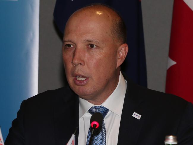 Home Affairs Minister Peter Dutton at the2018 Five Country Ministerial Meeting at Surfers Hilton hotel on the Gold Coast. Picture Glenn hampson