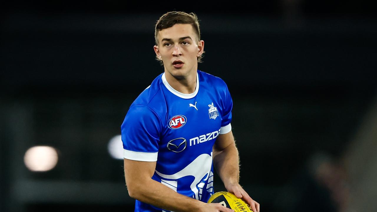 Will Phillips kept Nick Daicos relatively quiet – for three quarters. Picture: Dylan Burns/AFL Photos via Getty Images