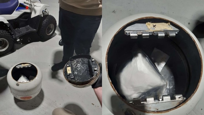 Matthew Molloy used an LPG bottle with a false bottom to transport drugs. Picture: NSW Police