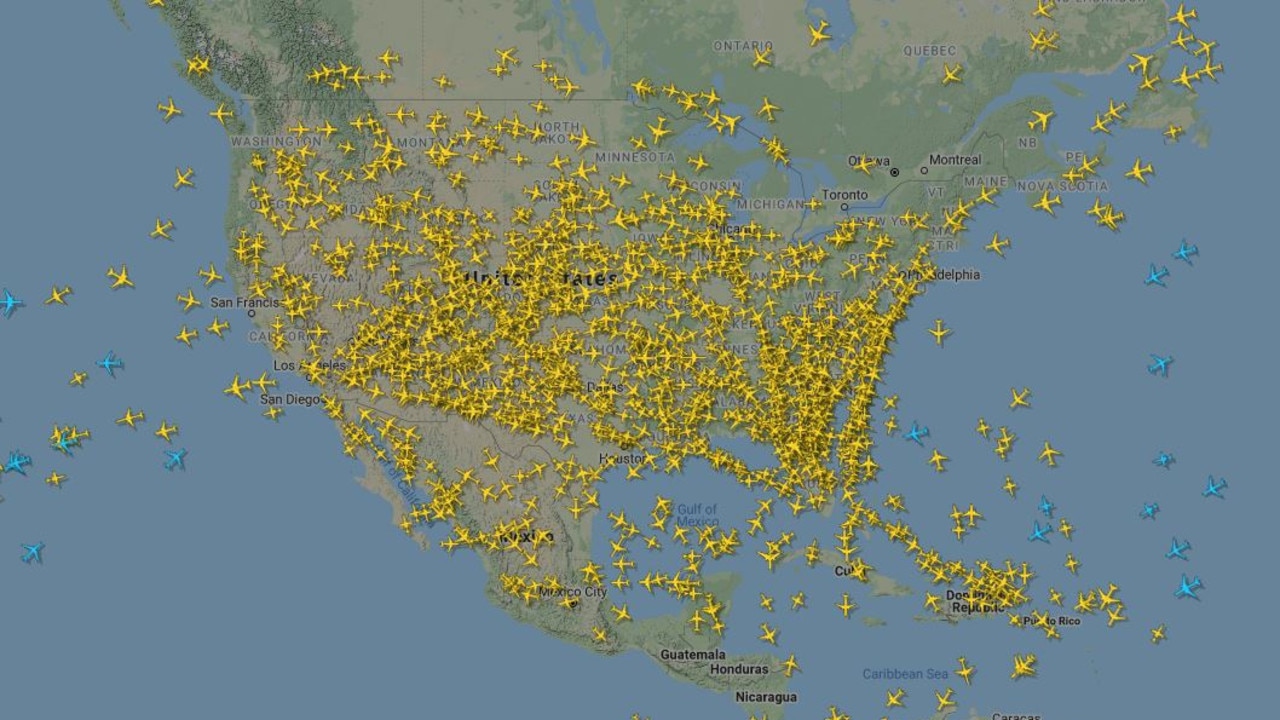 Air traffic in the US today. Picture: FlightRadar24