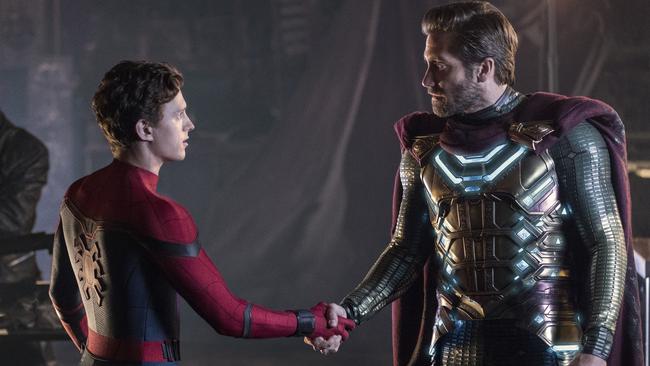 Tom Holland and Jacky Gyllenhaal in a scene from Spider-Man: Far From Home.