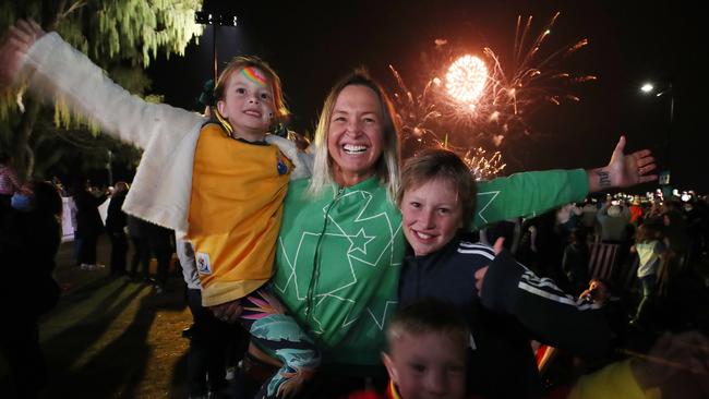 Brooke Hanson celebrates with her family. Picture Glenn Hampson