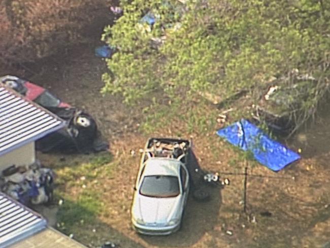 A body has been found in the boot of a car in Ipswich. Picture: Channel 7.