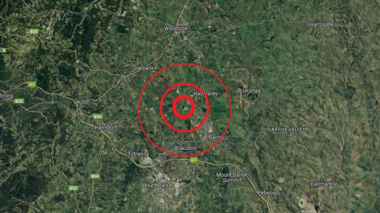 The epicentre was around 12km north of Mount Barker. Picture: Google.